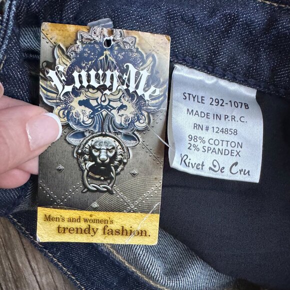 Rivet De Cru Straight Jeans Womens Size 28 Whiskered Stretch Embellished NEW Low - Picture 4 of 9
